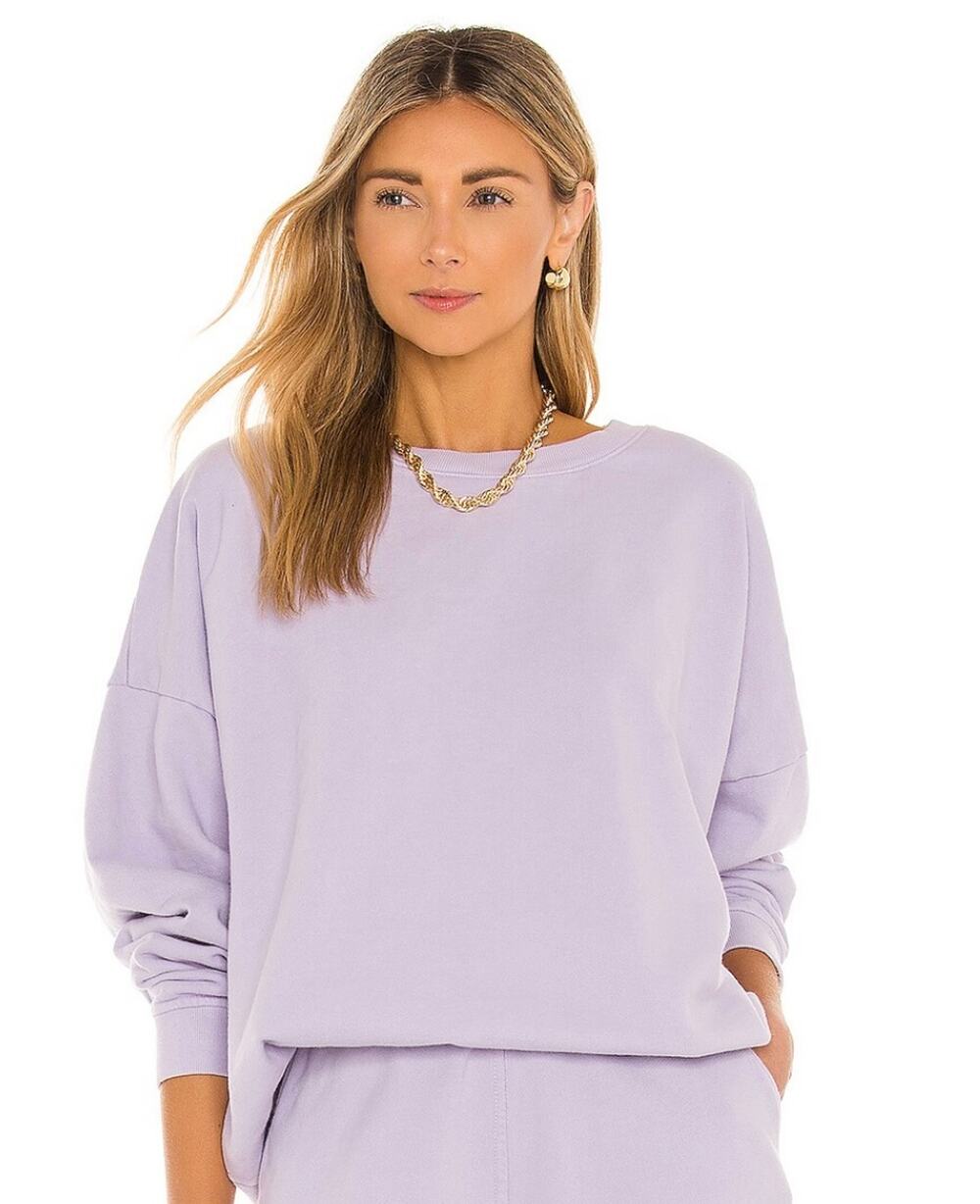 Sixthreeseven The Oversized Crewneck Pullover Sweatshirt in Lavender Size XS